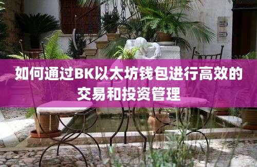如何通过BK以太坊钱包进行高效的交易和投资管理