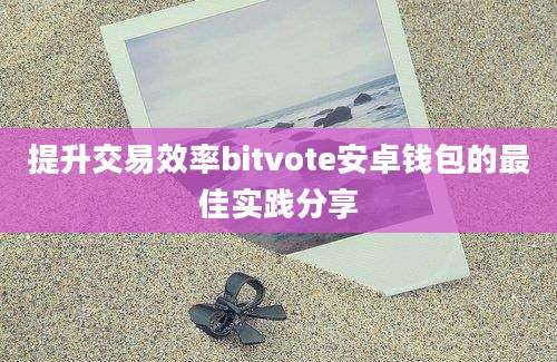 提升交易效率bitvote安卓钱包的最佳实践分享